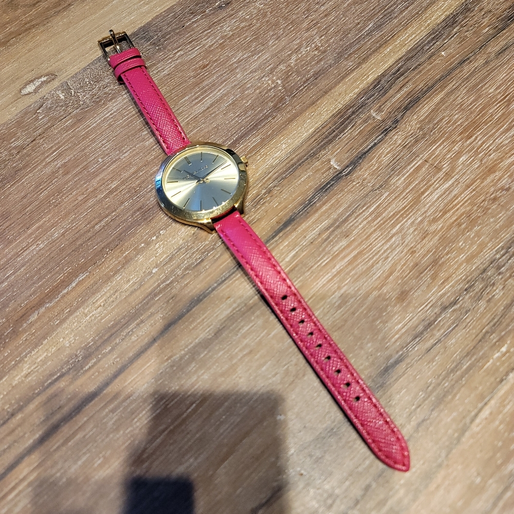 Michael Kors pink leather gold face Roman numerals watch
